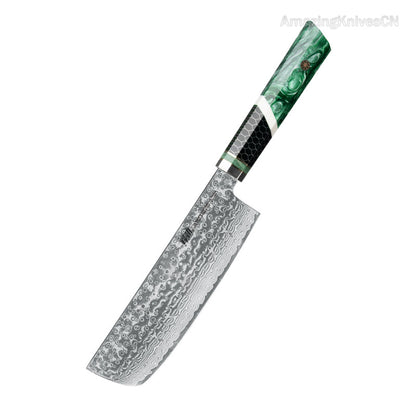 67-Layer Damascus Steel Kithcen Knife with Leather Case Amazing Quality - AK-DS0937