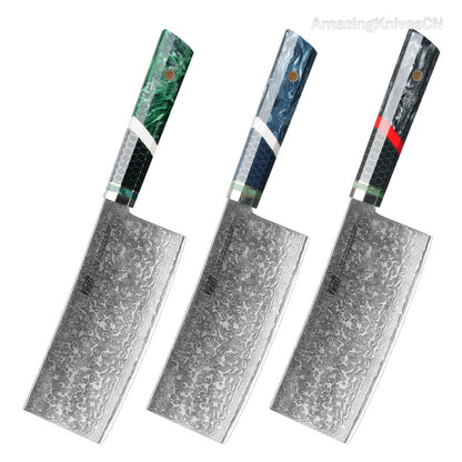 67-Layer Damascus Steel Kithcen Knife with Leather Case Amazing Quality - AK-DS0937