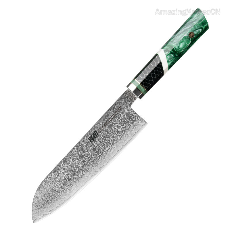 67-Layer Damascus Steel Kithcen Knife with Leather Case Amazing Quality - AK-DS0937