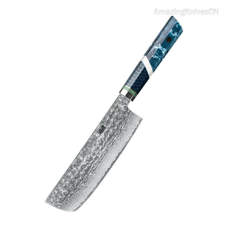 67-Layer Damascus Steel Kithcen Knife with Leather Case Amazing Quality - AK-DS0937