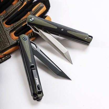 14C28N Steel Pocket Knife G10 Handle Tanto Point Flipper EDC - AK-HT0996