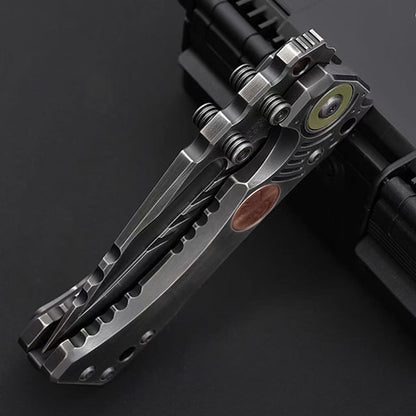 Heavy-Duty Handmade Tactical Folding Knife VG10 Steel Titanium Handle - AK-HT1021