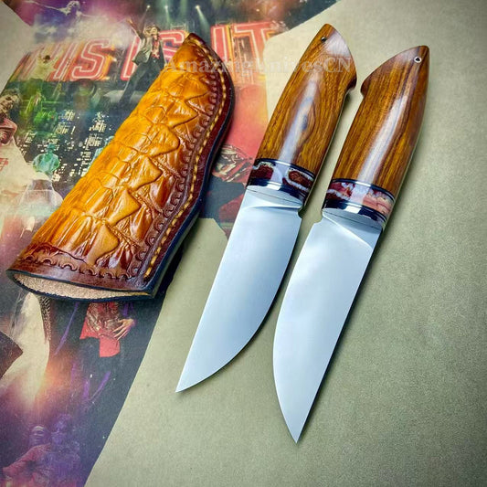 Premium M390 Blade Fixed Blade Knife Mammoth Molar Fossil Desert Irondwood Handle - AK-HT1030