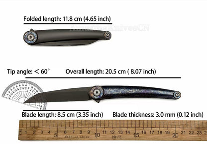 Japanese DC53 Steel Blade Pocket Knife Full Titanium Handle - AK-HT1014