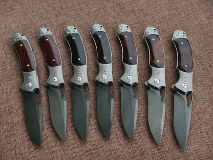 Handcrafted Wootz Steel Folding Knife – Damascus Steel & Desert Ironwood Handle - AK-HT1064