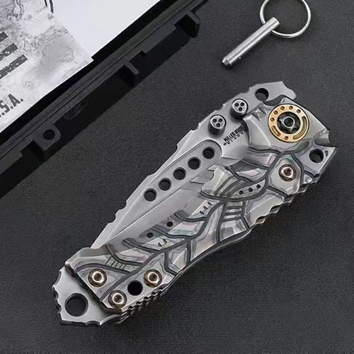 Handmade VG10 Steel Folding Knife Titanium Handle Heavy Duty - AK-HT1025