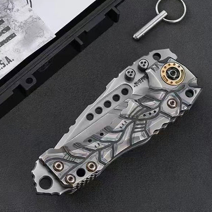 Handmade VG10 Steel Folding Knife Titanium Handle Heavy Duty - AK-HT1025