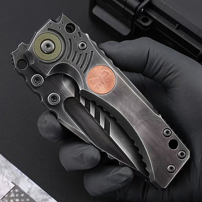 Heavy-Duty Handmade Tactical Folding Knife VG10 Steel Titanium Handle - AK-HT1021