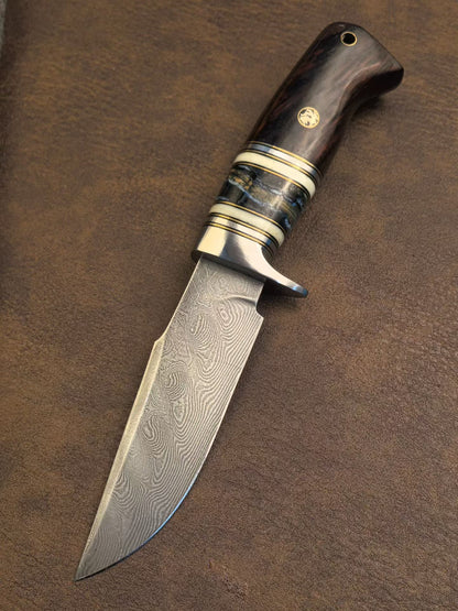 Handcrafted Damascus Steel Bowie Knife - AK-HT1054