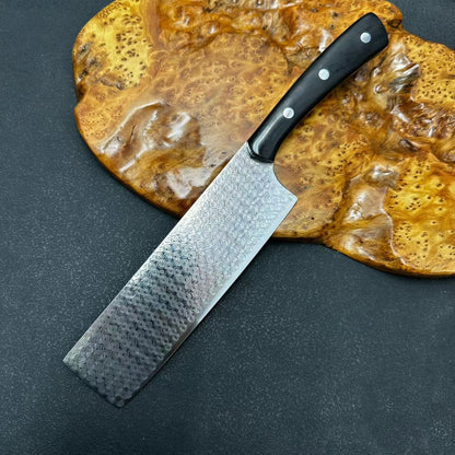 3-Piece Damascus Kitchen Knife Set – Chef Knife, Nakiri & Cleaver, Ebony Wood Handles - AK-DS1045