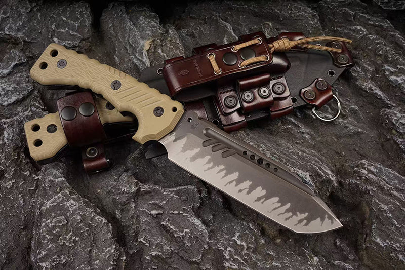 Heavy-Duty Outdoor Machete – Z-Wear & CTS-XHP Powder Steel, Full Tang, Kydex & Leather Sheath - AK-HT1035