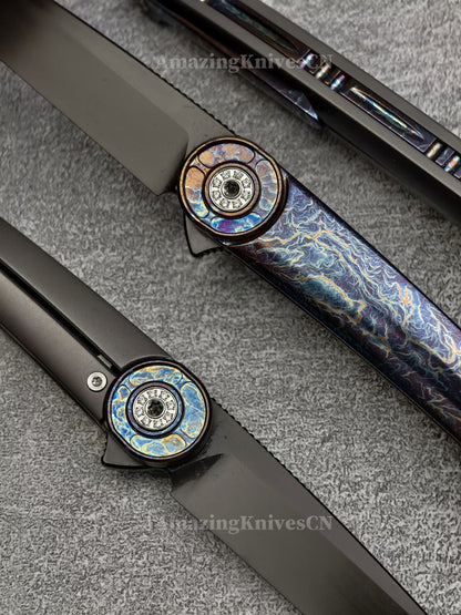 Japanese DC53 Steel Blade Pocket Knife Full Titanium Handle - AK-HT1014