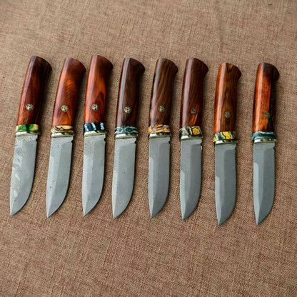 VG10 Damascus Fixed Blade Knife – Rosewood & Mammoth Molar Fossil Handle - AK-HT1051