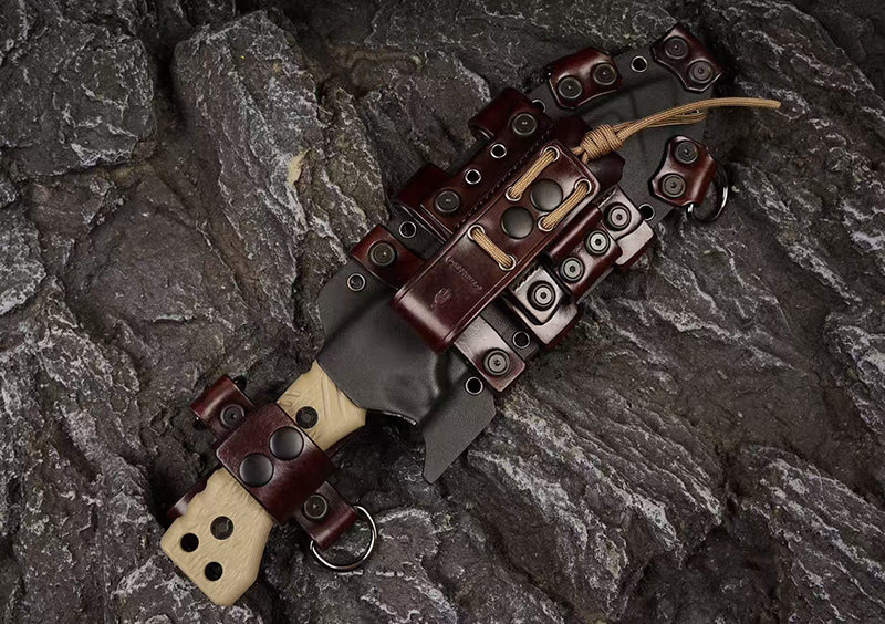 Heavy-Duty Outdoor Machete – Z-Wear & CTS-XHP Powder Steel, Full Tang, Kydex & Leather Sheath - AK-HT1035