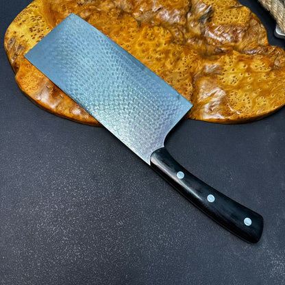 3-Piece Damascus Kitchen Knife Set – Chef Knife, Nakiri & Cleaver, Ebony Wood Handles - AK-DS1045