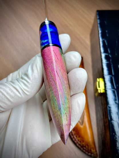 Limited M390 Mirror Polish Fixed Blade – Mammoth Molar & Stabilized Wood Handle - AK-HT1039