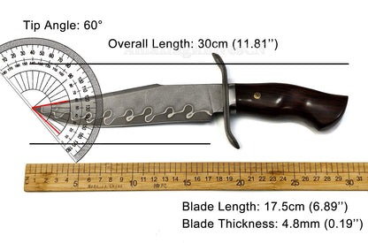 Hand Forged Damascus Steel Hunting Knife Bowie Survival Fixed Blade Full Tang- AK-HT0779-N