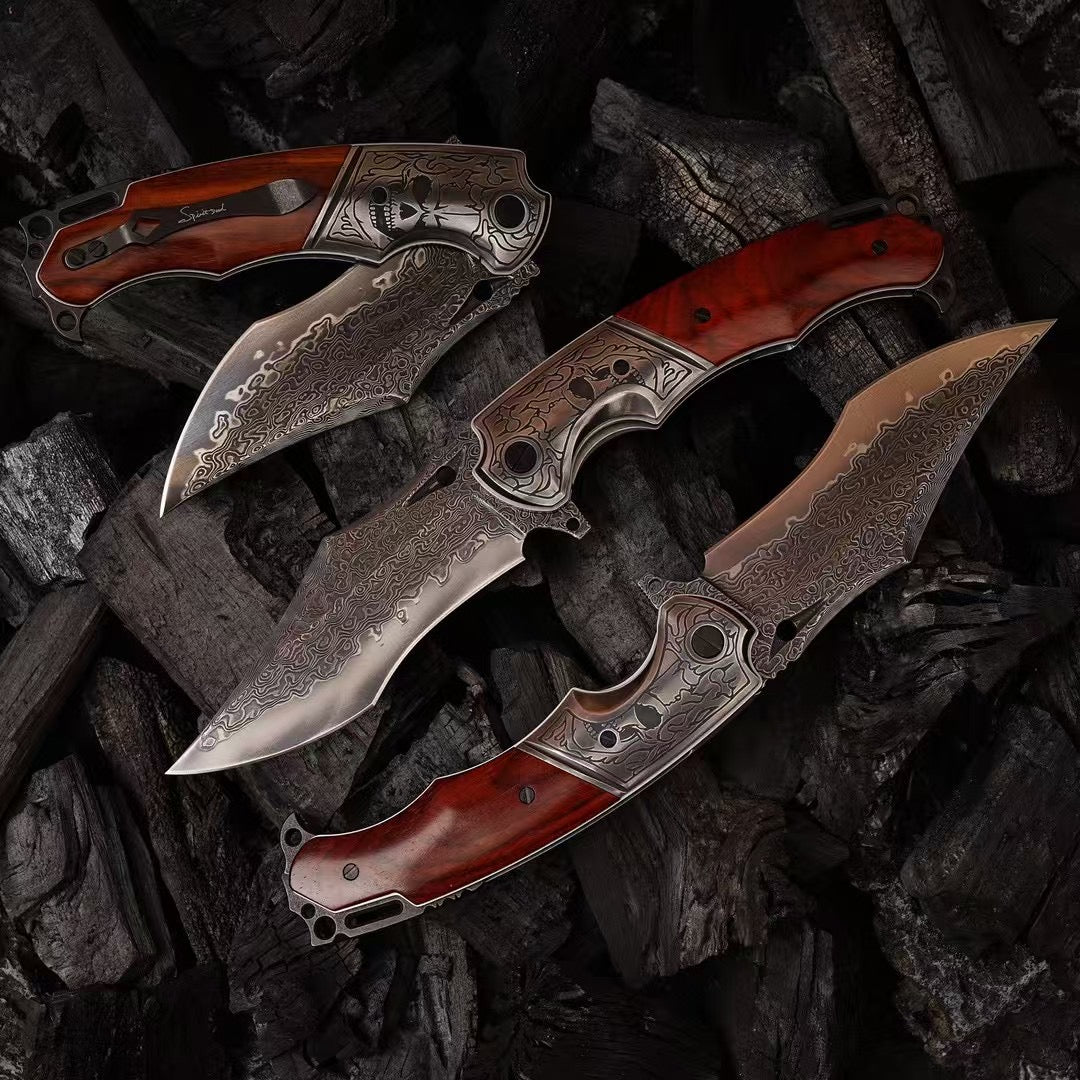 Giant Eagle Folding Knife – VG10 Damascus 67-Layer Steel, Handcrafted Rosewood Handle - AK-HT1033