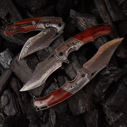 Giant Eagle Folding Knife – VG10 Damascus 67-Layer Steel, Handcrafted Rosewood Handle - AK-HT1033