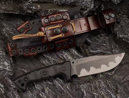 Heavy-Duty Tactical Fixed Blade Knife – CPM-3V Steel, Modular Kydex & Leather Sheath - AK-HT1036
