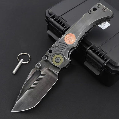 Heavy-Duty Handmade Tactical Folding Knife VG10 Steel Titanium Handle - AK-HT1021
