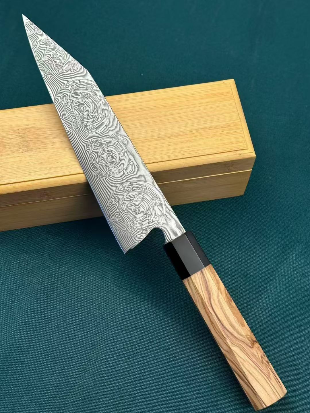 Hand-Forged VG10 Damascus Kitchen Kiritsuke Knife Chef's Knife Olive Wood & Black Buffalo Horn Handle - AK-DC1076