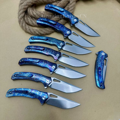 Premium M390 Blade Pocket Knife Tactical Folding Knife Titanium Handle - AK-HT1020