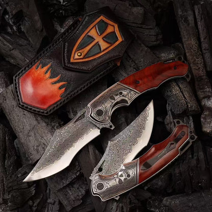 Giant Eagle Folding Knife – VG10 Damascus 67-Layer Steel, Handcrafted Rosewood Handle - AK-HT1033