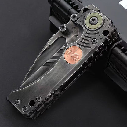 Heavy-Duty Handmade Tactical Folding Knife VG10 Steel Titanium Handle - AK-HT1021