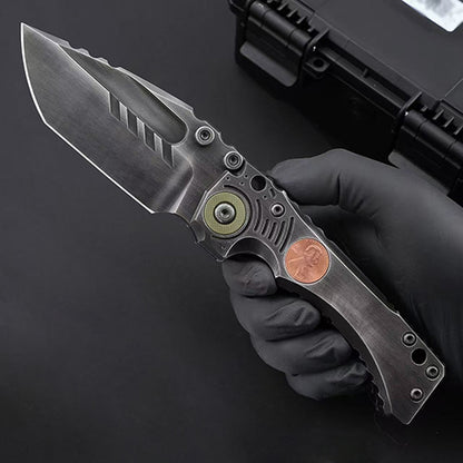 Heavy-Duty Handmade Tactical Folding Knife VG10 Steel Titanium Handle - AK-HT1021