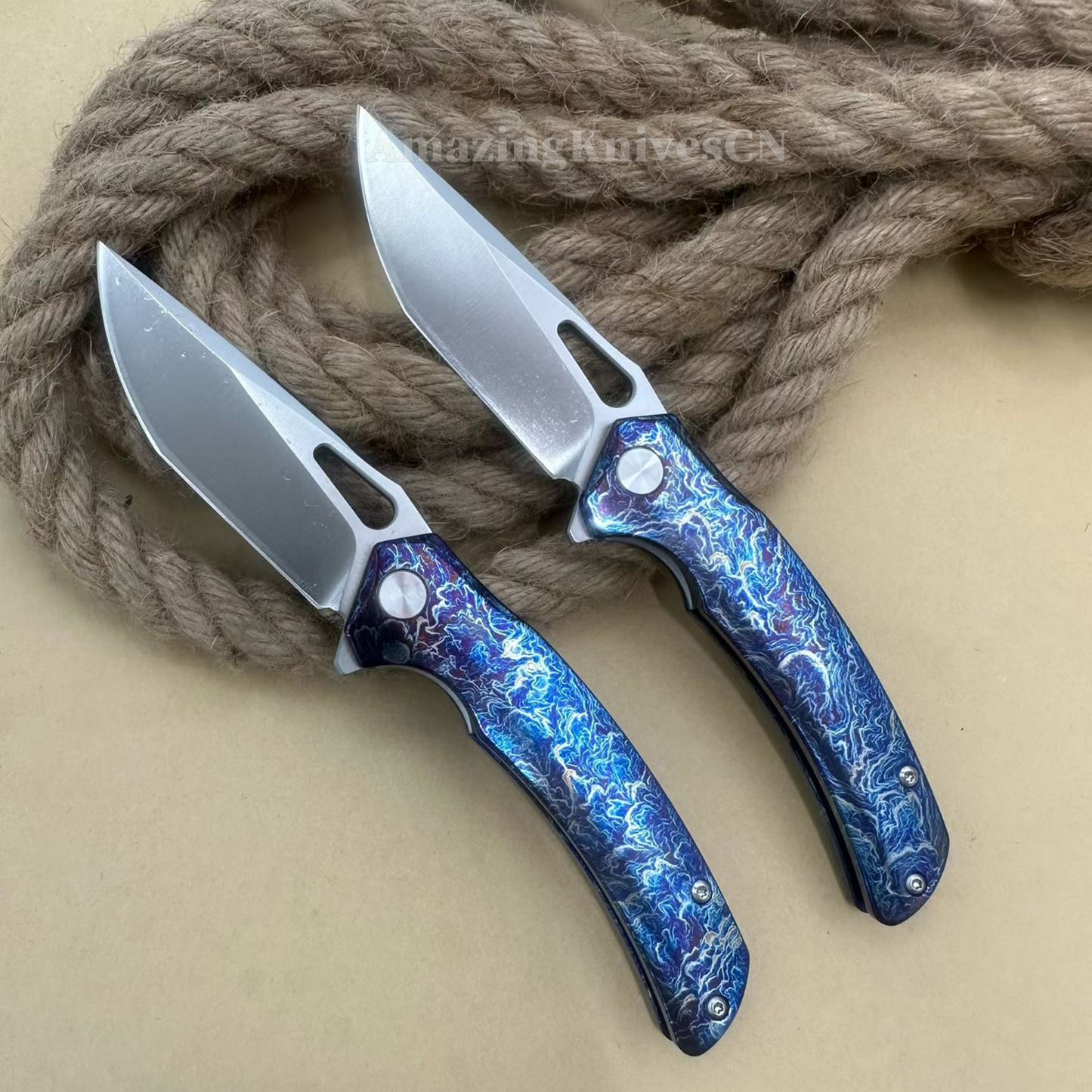 Premium M390 Blade Pocket Knife Tactical Folding Knife Titanium Handle - AK-HT1020