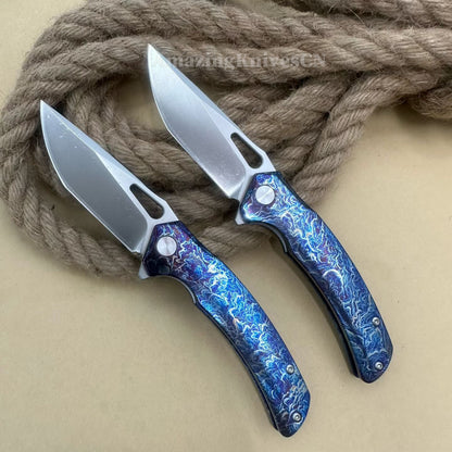 Premium M390 Blade Pocket Knife Tactical Folding Knife Titanium Handle - AK-HT1020