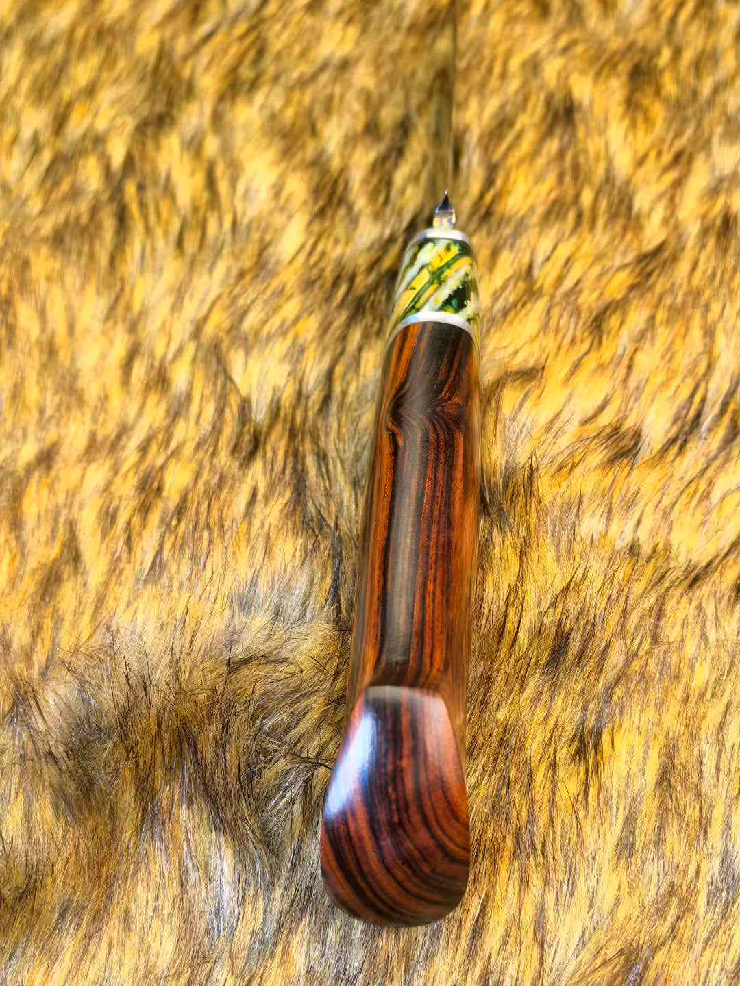 Blued Mosaic Damascus Fixed Blade Mammoth Molar Fossil & Desert Ironwood Edition - AK-HT1062