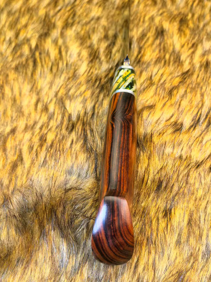 Blued Mosaic Damascus Fixed Blade Mammoth Molar Fossil & Desert Ironwood Edition - AK-HT1062