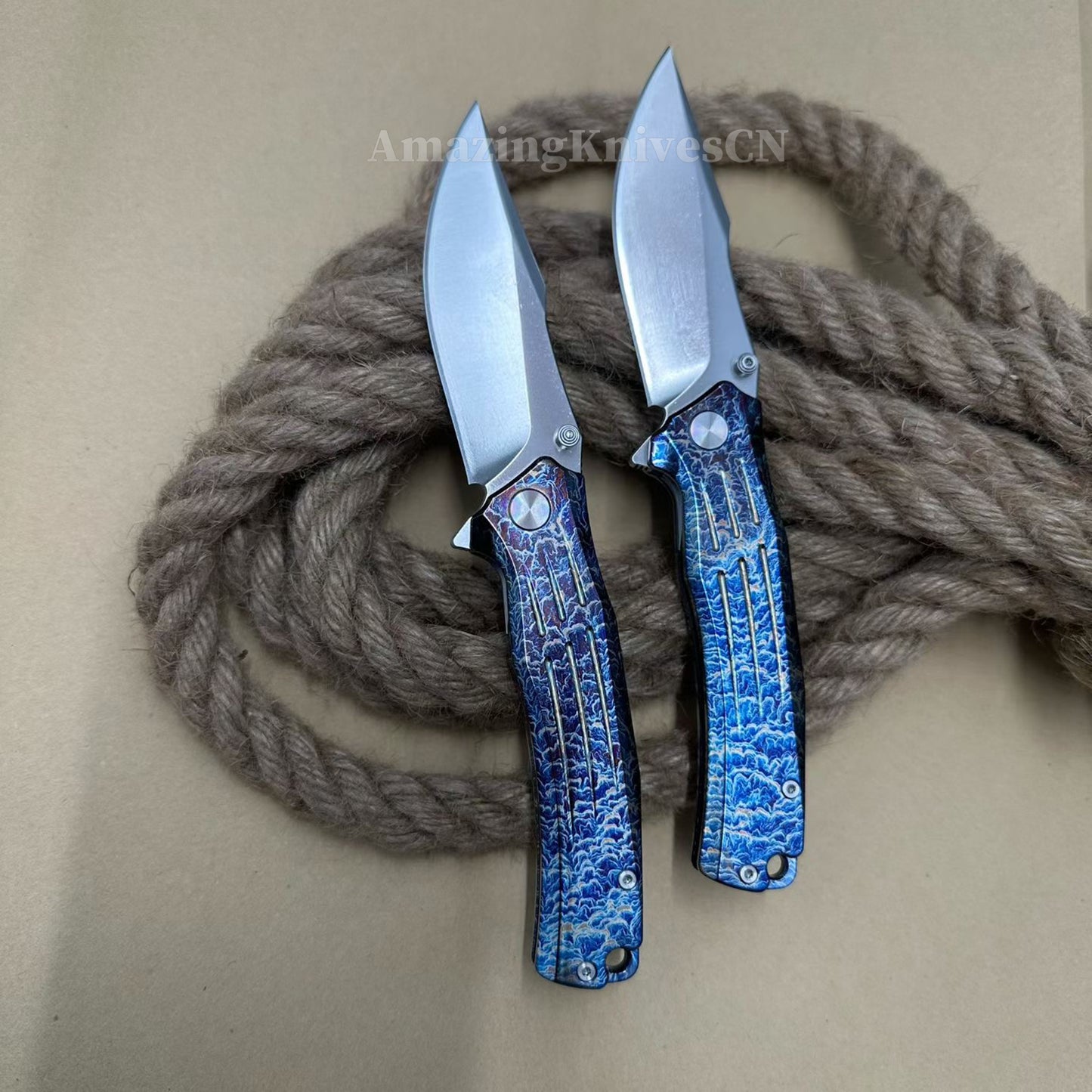 Premium M390 Blade Pocket Knife Tactical Folding Knife Titanium Handle - AK-HT1020