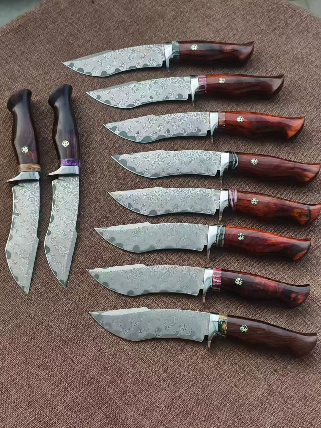 Handmade VG10 Damascus Hunting Knife Fixed Blade Rescue Survival Gear Tactical Bowie - AK-HT0516-B