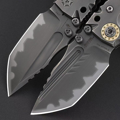 Heavy-Duty Handmade Tactical Folding Knife Z-Wear Powder Steel Titanium Handle - AK-HT1023