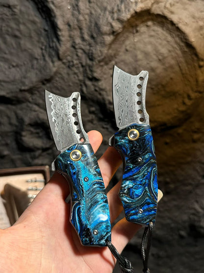 Handcrafted 75-Layer Damascus Folding Knife Tanto Point - AK-HT1059