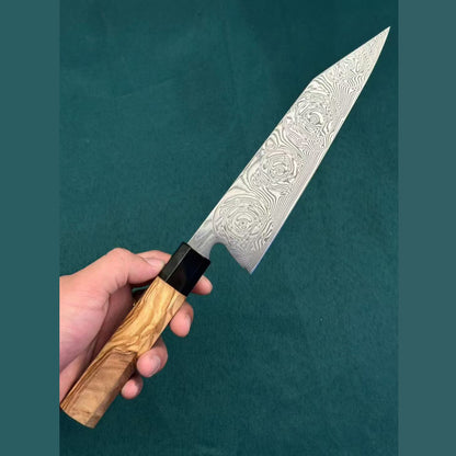 Hand-Forged VG10 Damascus Kitchen Kiritsuke Knife Chef's Knife Olive Wood & Black Buffalo Horn Handle - AK-DC1076
