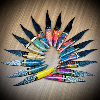 Premium Hand-Engraved Mosaic Damascus Collector's Knife - AK-HT1063