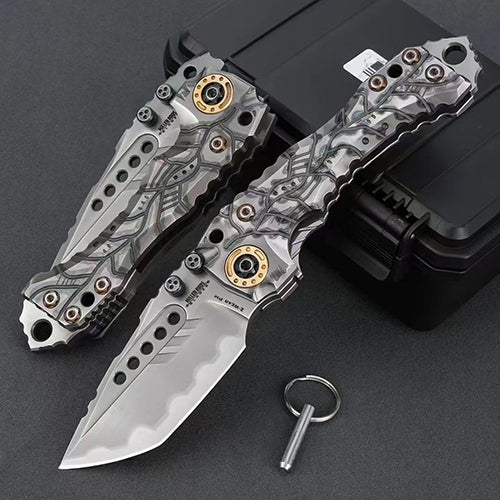 Handmade VG10 Steel Folding Knife Titanium Handle Heavy Duty - AK-HT1025