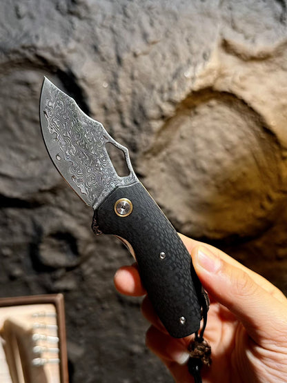 Premium Handcrafted 78-Layer Damascus Folding Knife – Ball Bearing Fast Opening - AK-HT0182