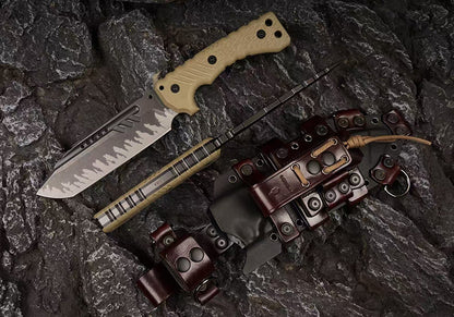 Heavy-Duty Outdoor Machete – Z-Wear & CTS-XHP Powder Steel, Full Tang, Kydex & Leather Sheath - AK-HT1035