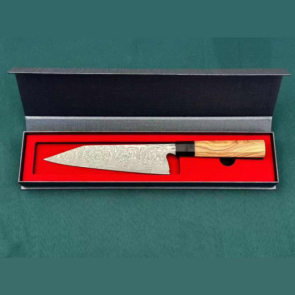 Hand-Forged VG10 Damascus Kitchen Kiritsuke Knife Chef's Knife Olive Wood & Black Buffalo Horn Handle - AK-DC1076