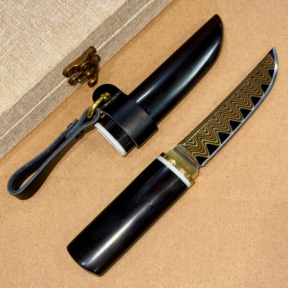 Handcrafted Japanese Style Katana Knife Copper Damascus Ninja Warrior Bushido - AK-HT0906