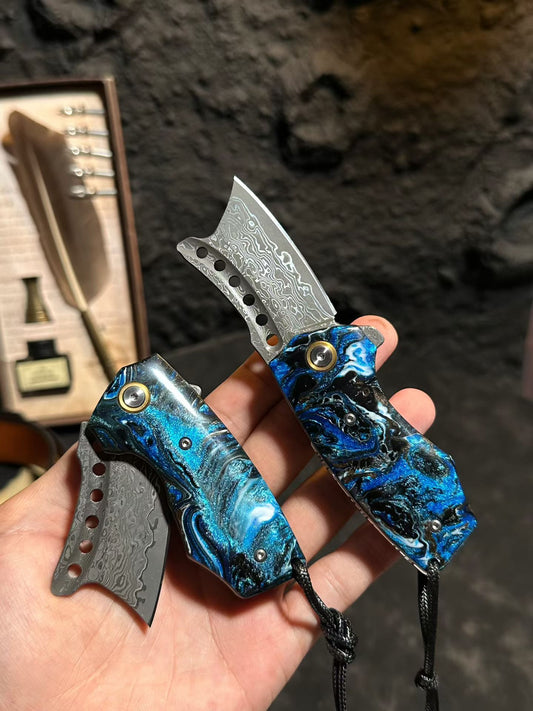 Handcrafted 75-Layer Damascus Folding Knife Tanto Point - AK-HT1059