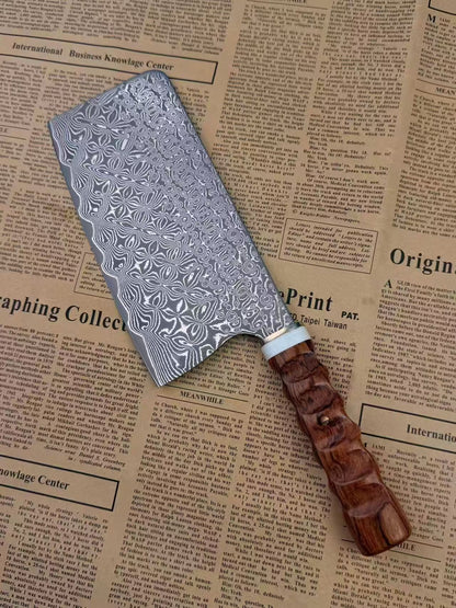67-Layer Damascus Kitchen Knife with VG10 Core – HRC 60–61, One-Piece Construction, G10 & Desert Ironwood Handle - AK-DL1071