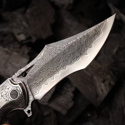 Giant Eagle Folding Knife – VG10 Damascus 67-Layer Steel, Handcrafted Rosewood Handle - AK-HT1033