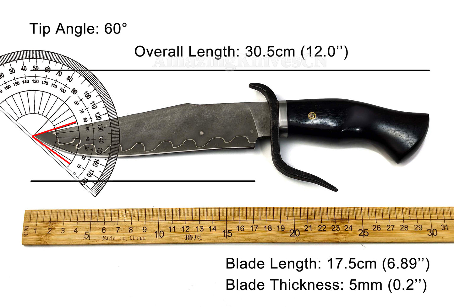 Hand Forged Damascus Steel Hunting Knife Bowie Survival Fixed Blade Full Tang- AK-HT0779-N
