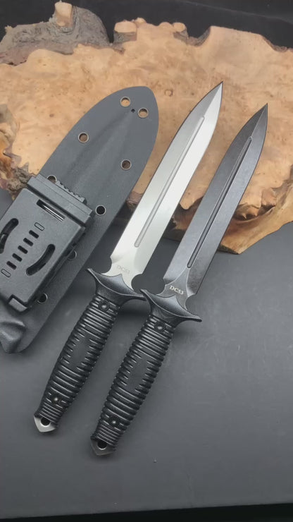 Tactical DC53 Steel Hunting Knife Double-edged Dagger Fixed Blade Military Survival Bushcraft Full Tang - AK-HT0932